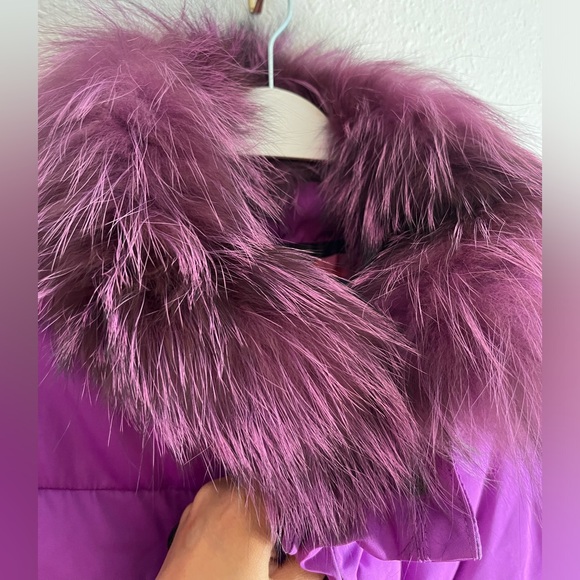 ❗️Clearance❗️Emilio Pucci Purple Real Fox Fur Down Jacket Women 3/4 Sleeves - Picture 6 of 17